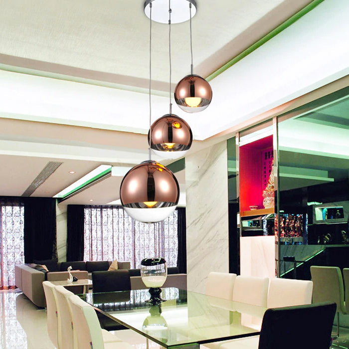 NovaSphere Glass Pendant Light With Silver Halves And Clear Spheres For Modern Interiors
