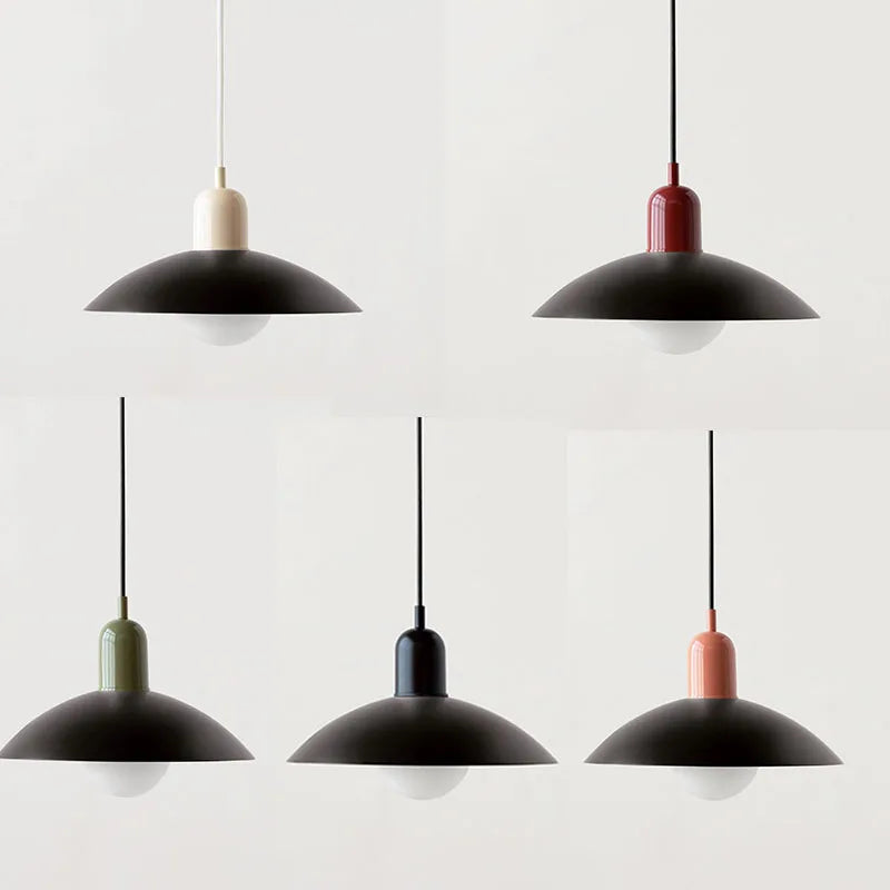 LyraNova Glass Macaron Pendant Light for Small Spaces with Colorful Shade and Open Underside