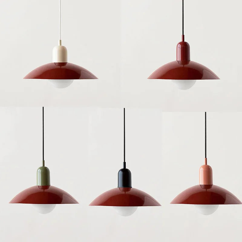 LyraNova Glass Macaron Pendant Light for Small Spaces with Colorful Shade and Open Underside