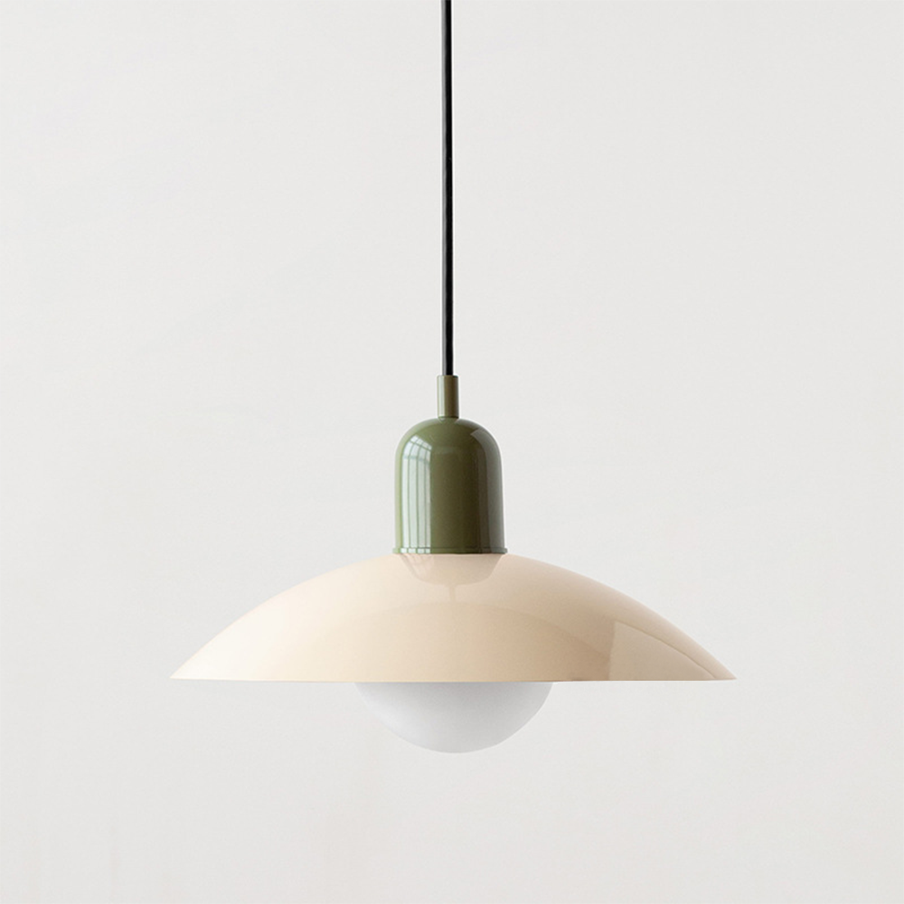 LyraNova Glass Macaron Pendant Light for Small Spaces with Colorful Shade and Open Underside