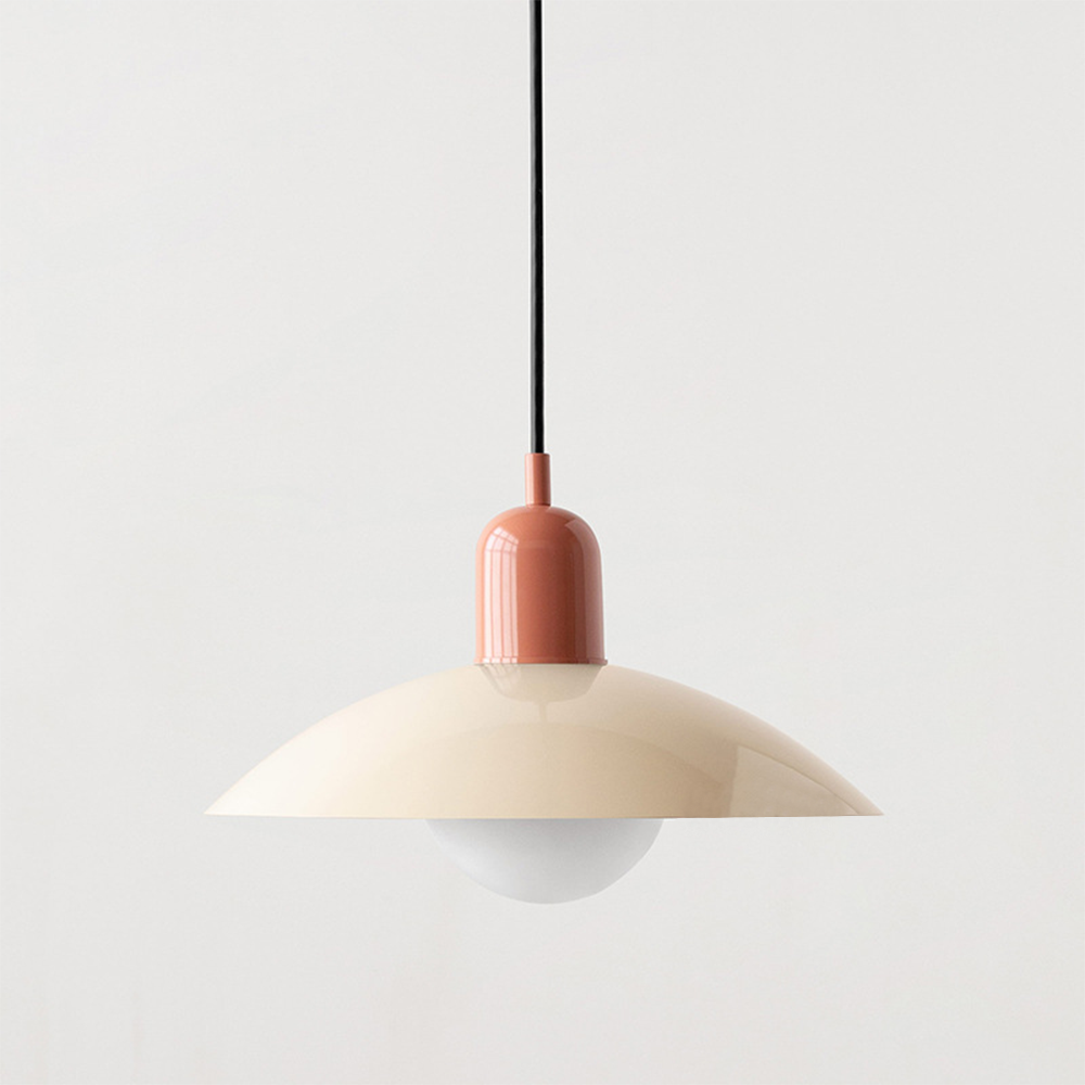 LyraNova Glass Macaron Pendant Light for Small Spaces with Colorful Shade and Open Underside