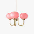 AuricLuxe Gold Finish Chandelier With Pink Glass Shades For Glam Modern Interiors