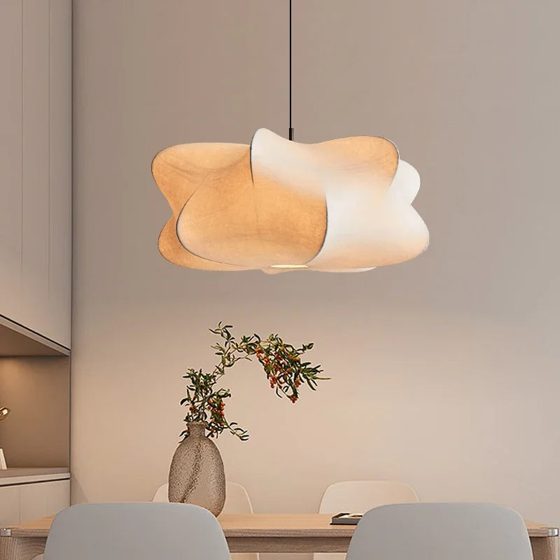 Kokoro Silk Pendant Light in Wabi Sabi Style for Minimalist Interiors with a Soft Soothing Glow