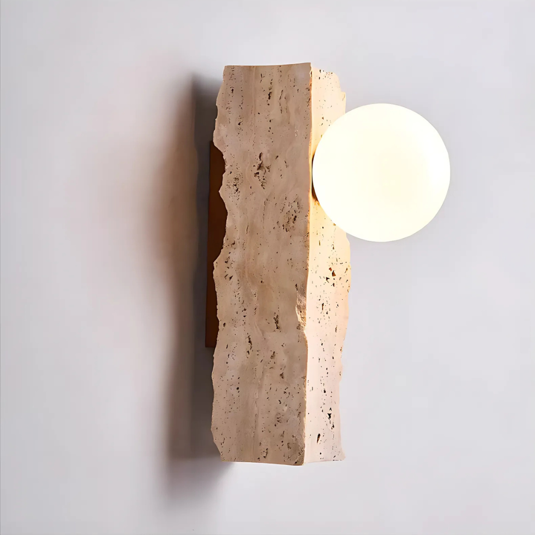 Astra Stone Wall Sconce Handcrafted to Highlight Natural Stone and Aluminum Finish With G9 LED Lighting