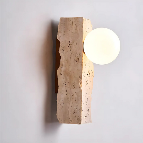Astra Stone Wall Sconce Handcrafted to Highlight Natural Stone and Aluminum Finish With G9 LED Lighting