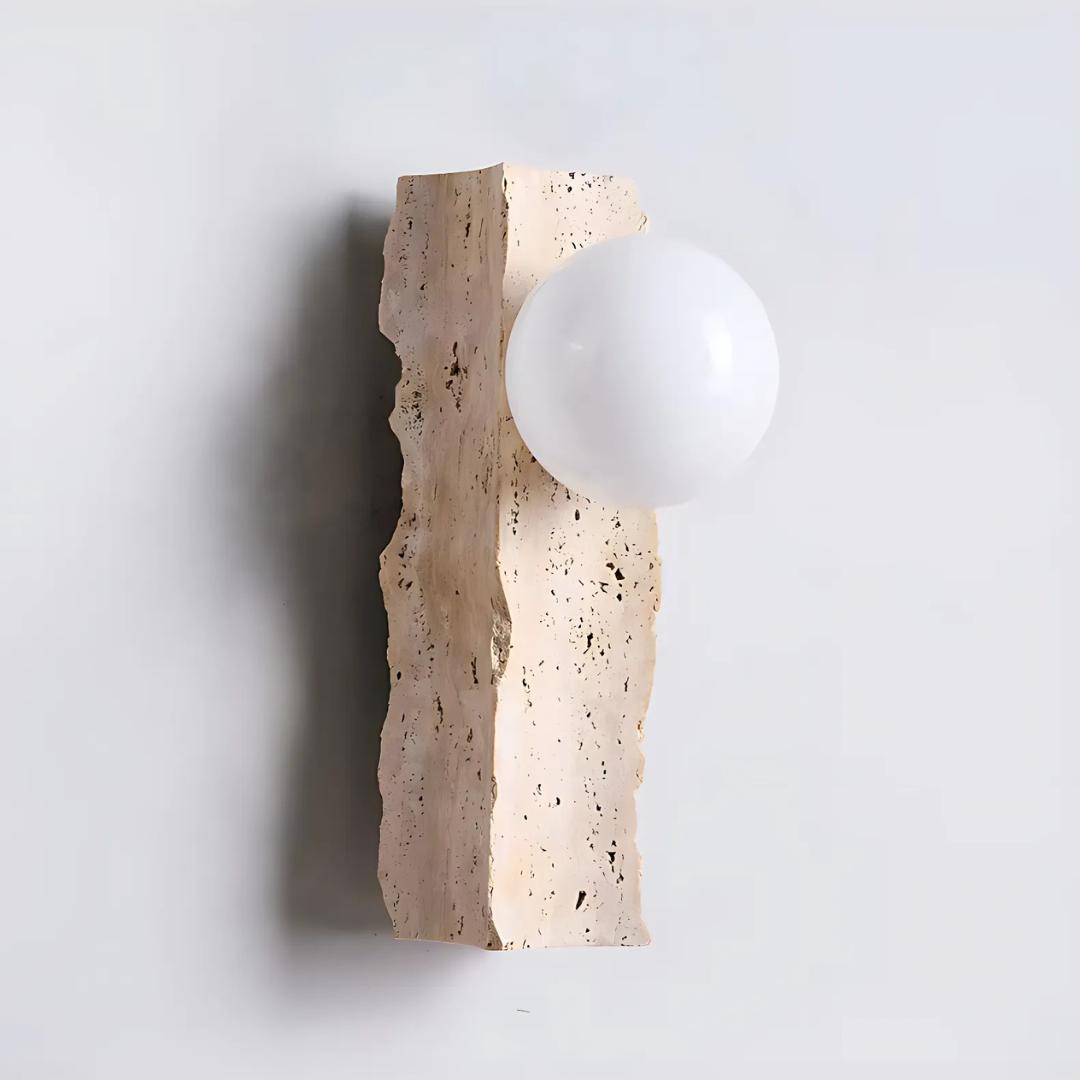 Astra Stone Wall Sconce Handcrafted to Highlight Natural Stone and Aluminum Finish With G9 LED Lighting