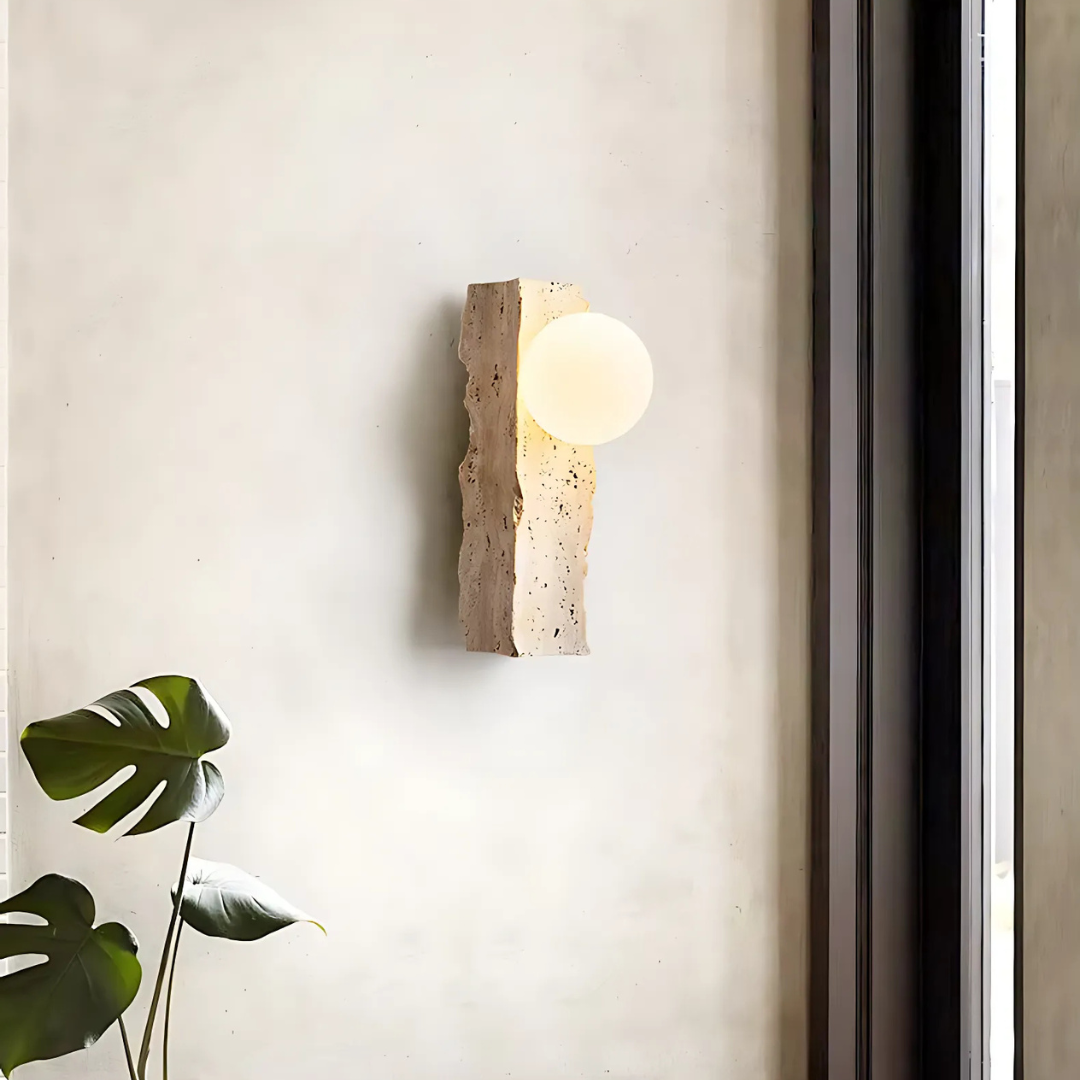 Astra Stone Wall Sconce Handcrafted to Highlight Natural Stone and Aluminum Finish With G9 LED Lighting