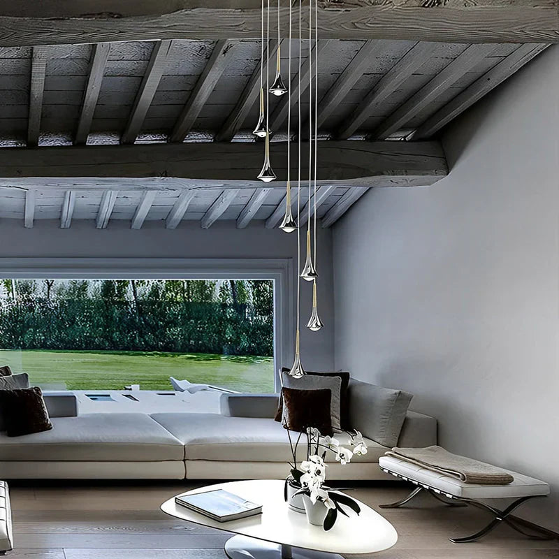 AstraVelo Water Drop LED Nordic Stair Pendant Light for Hallways and Living Areas