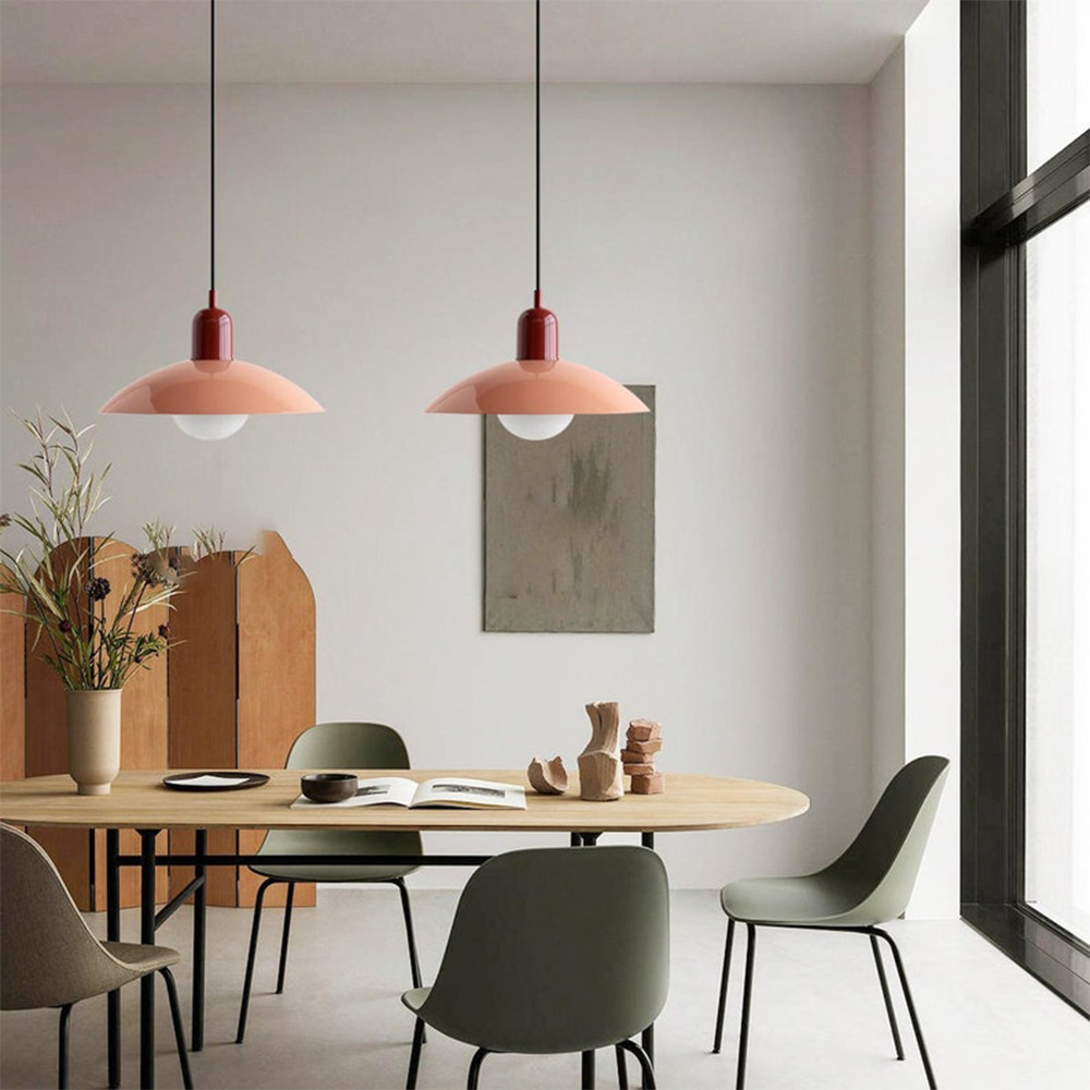 LyraNova Glass Macaron Pendant Light for Small Spaces with Colorful Shade and Open Underside