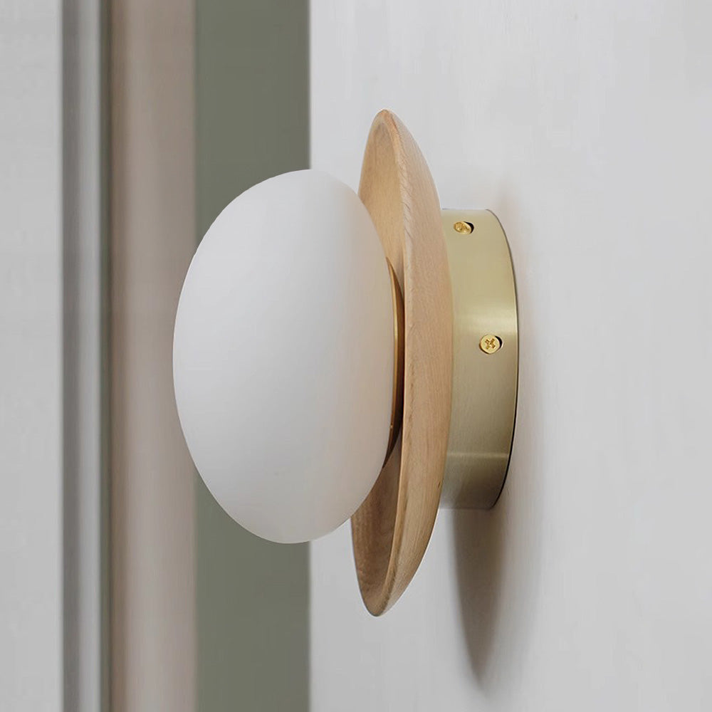 Solvayn White Wood Wall Sconce With Glass Accent Soft White Finish And Subtle Natural Wood Grain