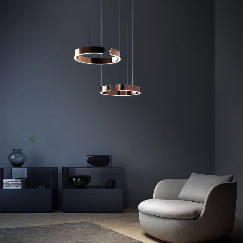 Nyxara Dual Ring LED Pendant Light With Offset Floating Rings