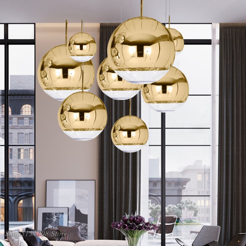 NovaSphere Glass Pendant Light With Silver Halves And Clear Spheres For Modern Interiors