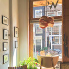 ArboroLume Handcrafted Wood Grain Pendant Light For Living Rooms With Soft Clear Light