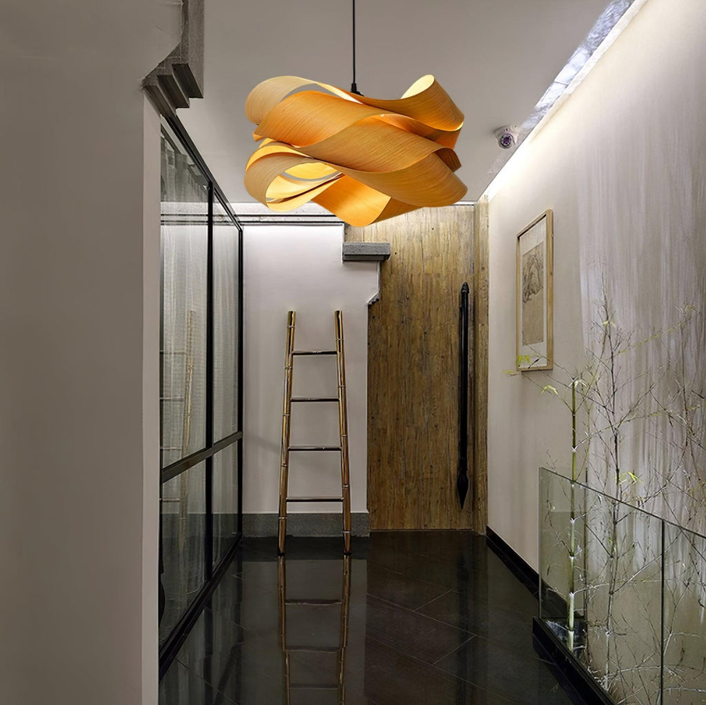 SylvaOak Wood Grain Pendant Light With Soft Ambient Glow