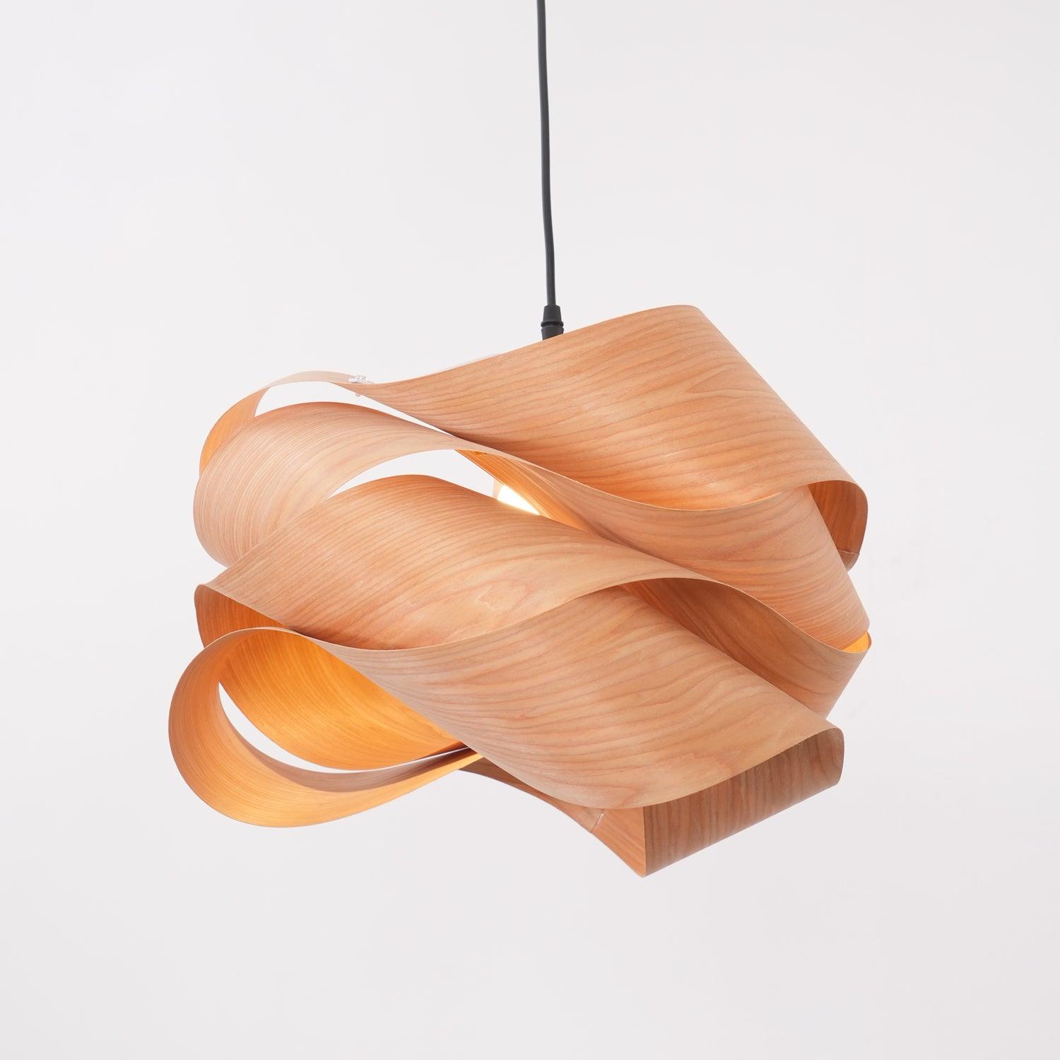 ArboroLume Handcrafted Wood Grain Pendant Light For Living Rooms With Soft Clear Light
