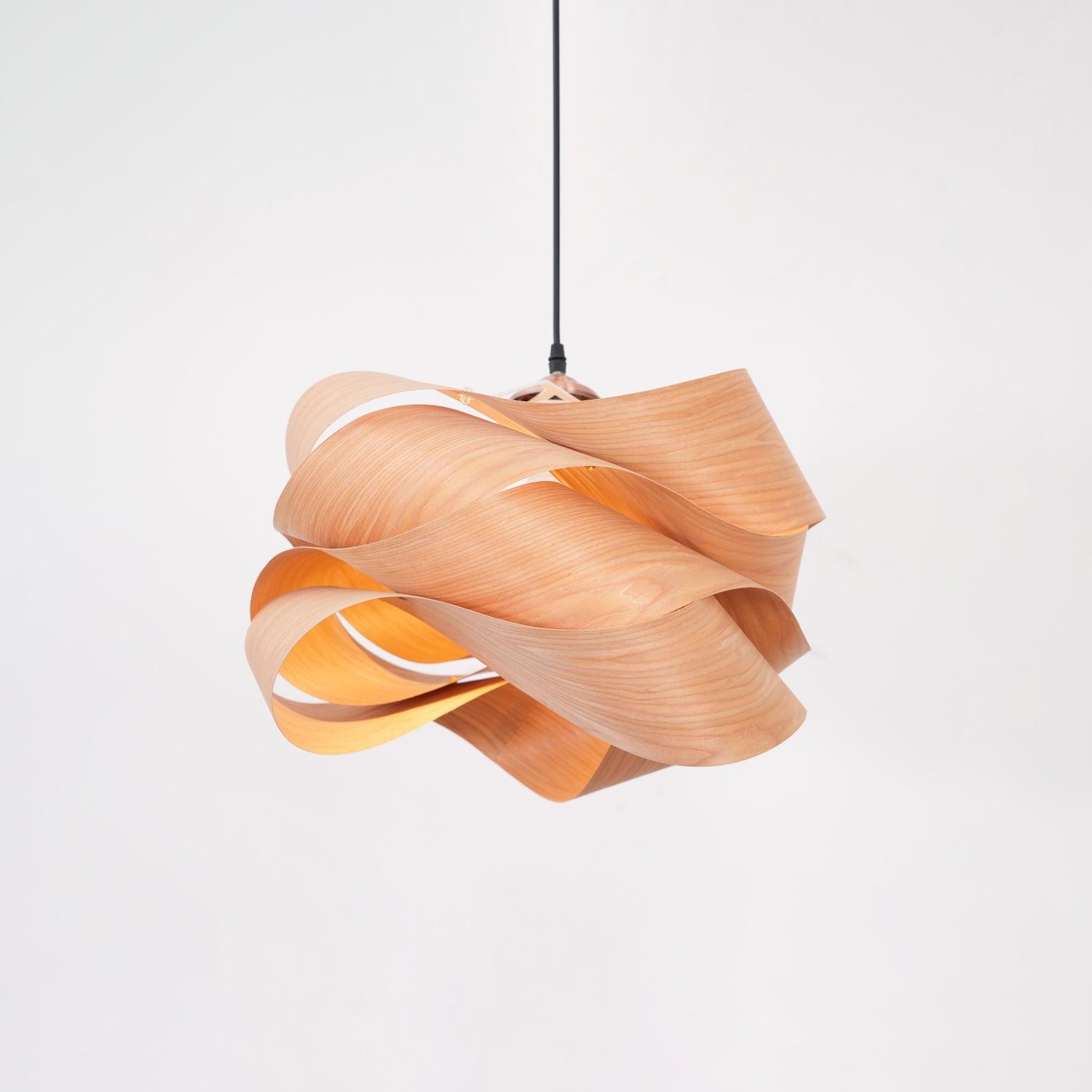 ArboroLume Handcrafted Wood Grain Pendant Light For Living Rooms With Soft Clear Light