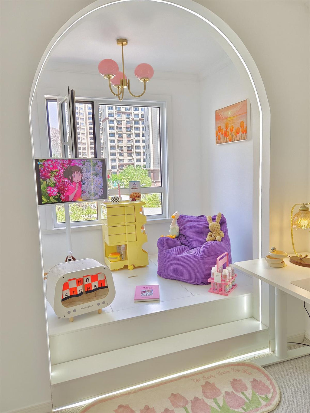 AuricLuxe Gold Finish Chandelier With Pink Glass Shades For Glam Modern Interiors