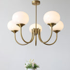 AuricLuxe Gold Finish Chandelier With Pink Glass Shades For Glam Modern Interiors