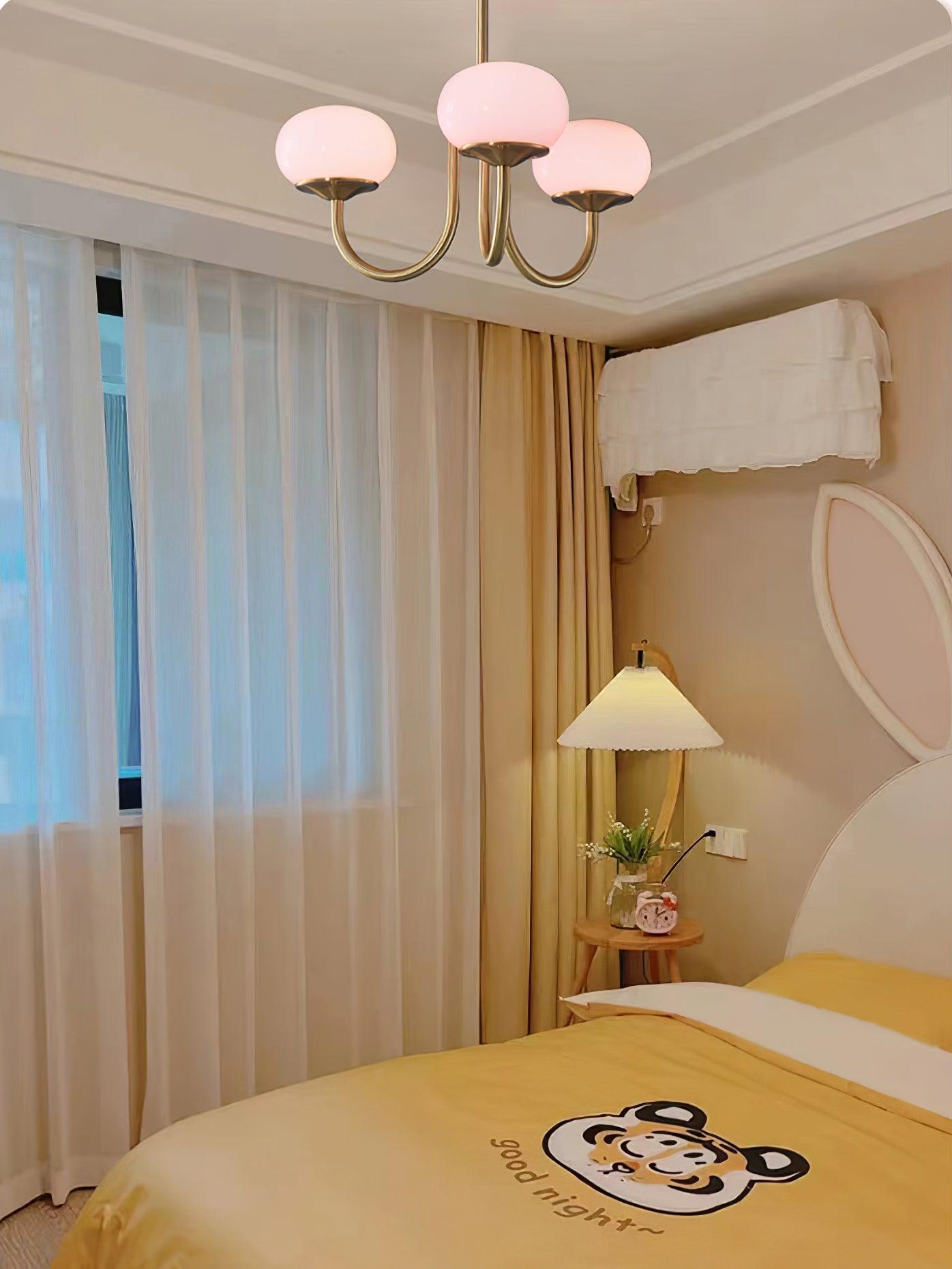 AuricLuxe Gold Finish Chandelier With Pink Glass Shades For Glam Modern Interiors