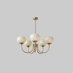AuricLuxe Gold Finish Chandelier With Pink Glass Shades For Glam Modern Interiors