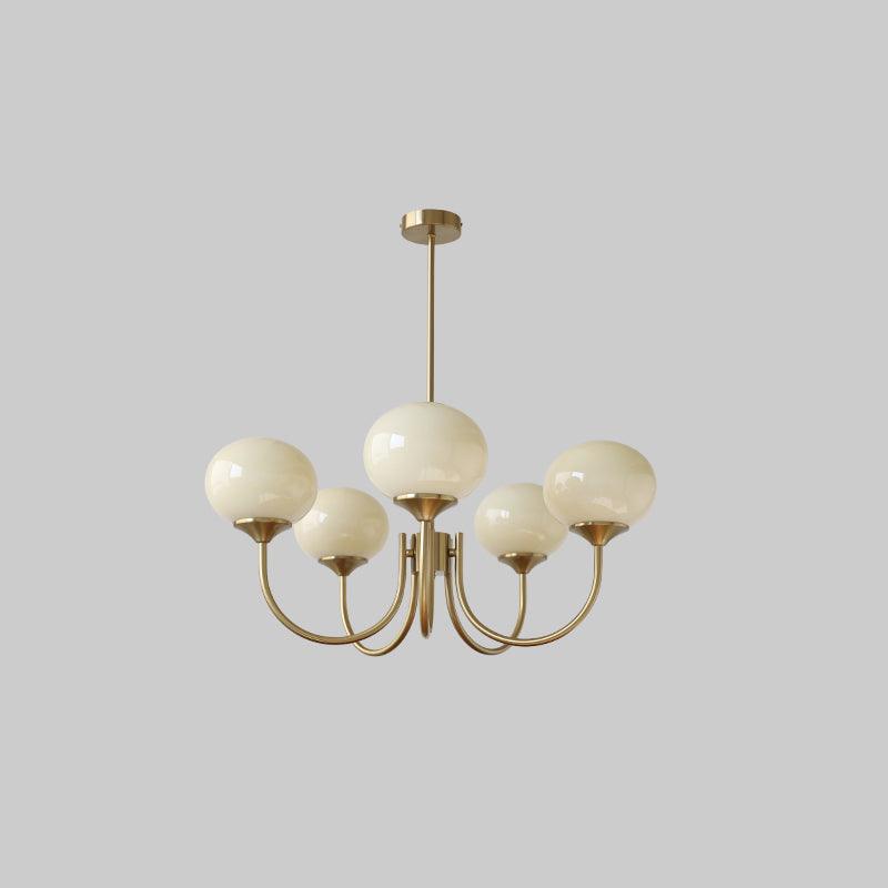 AuricLuxe Gold Finish Chandelier With Pink Glass Shades For Glam Modern Interiors