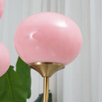 AuricLuxe Gold Finish Chandelier With Pink Glass Shades For Glam Modern Interiors