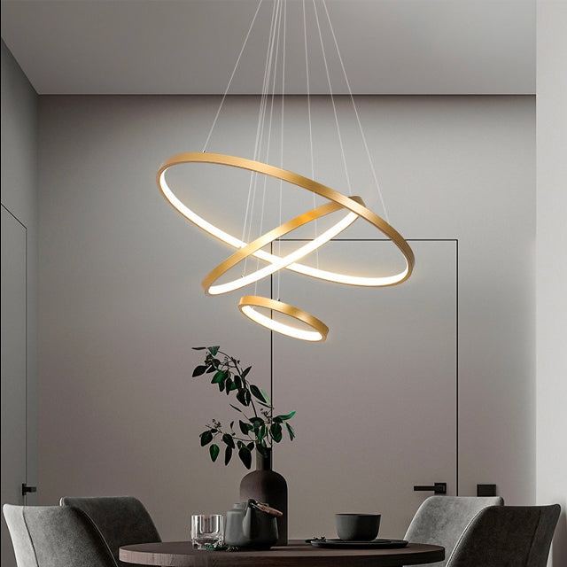 Virell Spiral LED Chandelier Modern Ceiling Light With Circular Rings
