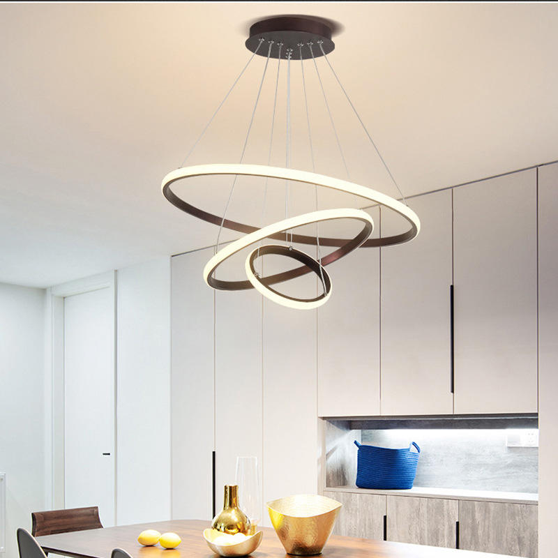 Virell Spiral LED Chandelier Modern Ceiling Light With Circular Rings