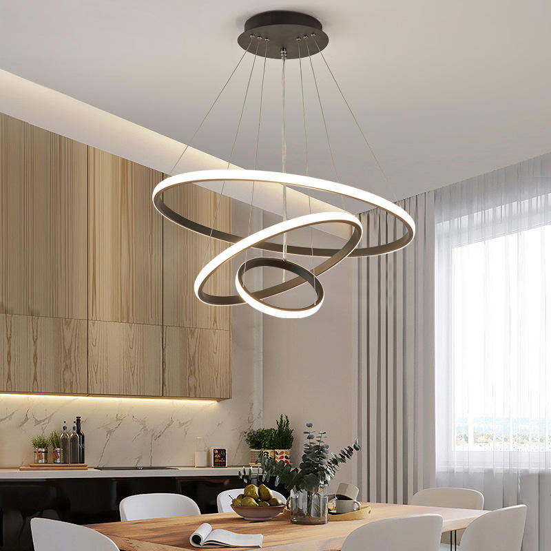 Virell Spiral LED Chandelier Modern Ceiling Light With Circular Rings