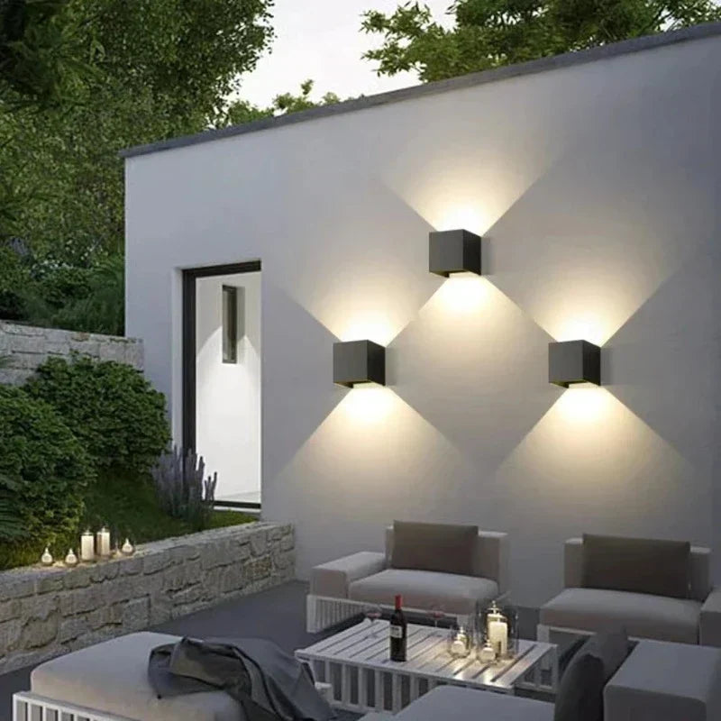 LyraGlow Outdoor Wall Light Elegant Aluminum Exterior Lighting for Modern Homes and Facades