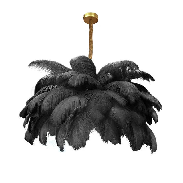 FeatherLoom Pendant Chandelier Handcrafted Ostrich Feather Light for Modern Living Spaces
