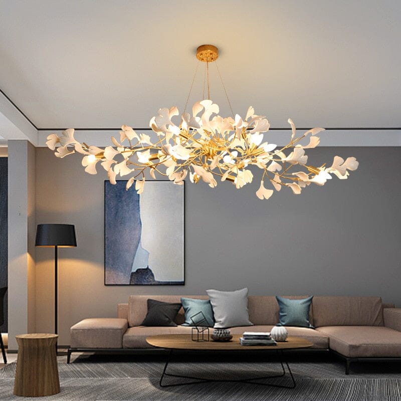 Aurelia Petal Ceramic Chandelier With Dimmable LEDs Soft Glow Frosted White Tones
