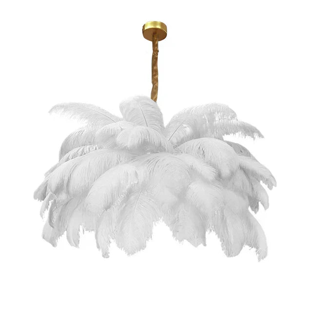 FeatherLoom Pendant Chandelier Handcrafted Ostrich Feather Light for Modern Living Spaces