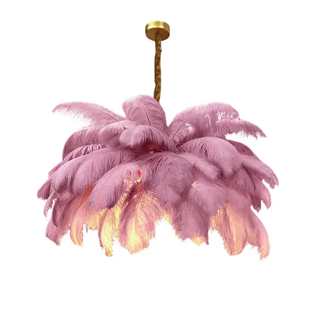 FeatherLoom Pendant Chandelier Handcrafted Ostrich Feather Light for Modern Living Spaces
