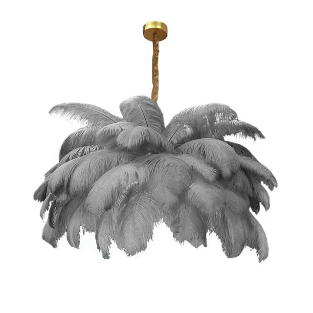 FeatherLoom Pendant Chandelier Handcrafted Ostrich Feather Light for Modern Living Spaces