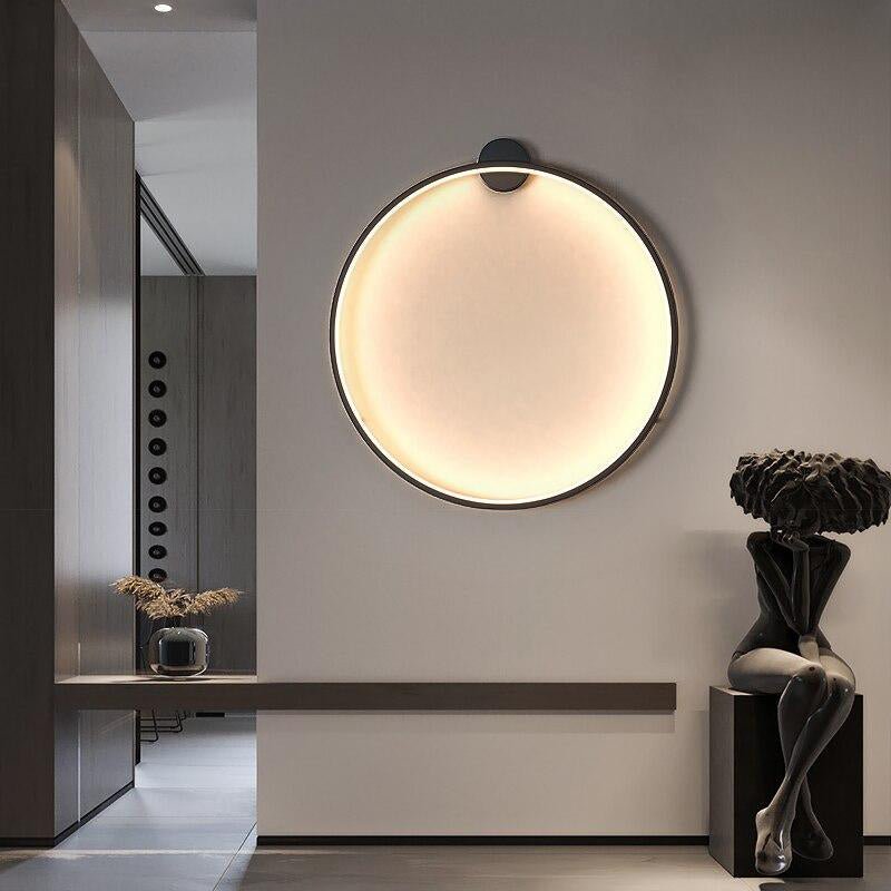 SolaraHalo Round Wall Light for Modern Minimalist Interiors Sun-Inspired Contemporary Fixture with Soft Ambient Glow