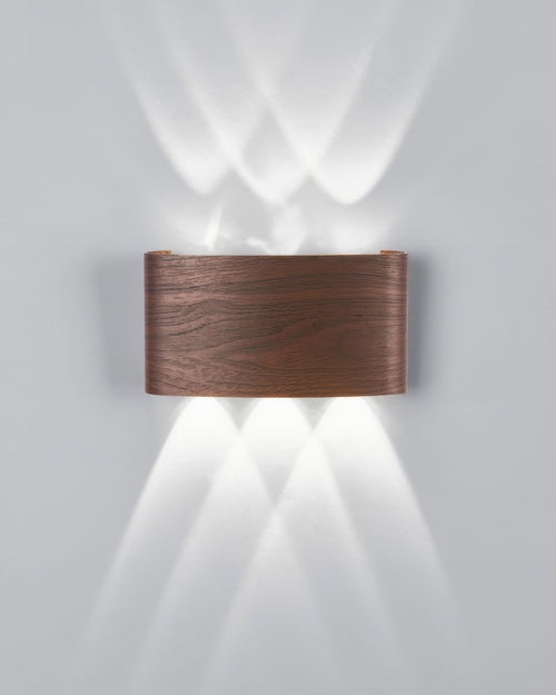 AsterLuma Woodgrain LED Outdoor Sconce with Weather-Resistant Exterior Finish for Patios